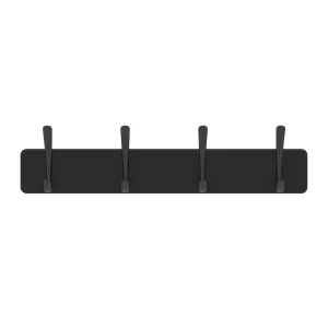 4 Black Hooks on Black Board Hat & Coat Rack