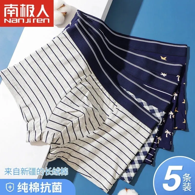 5 Packk Men's Underwear Cotton Boxer Underpants Comfortable Breathable Panties Underwear Boxing Boxershorts