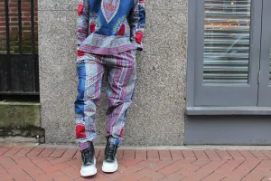 African Clothing - Blue Dashiki Trousers in African Wax Print