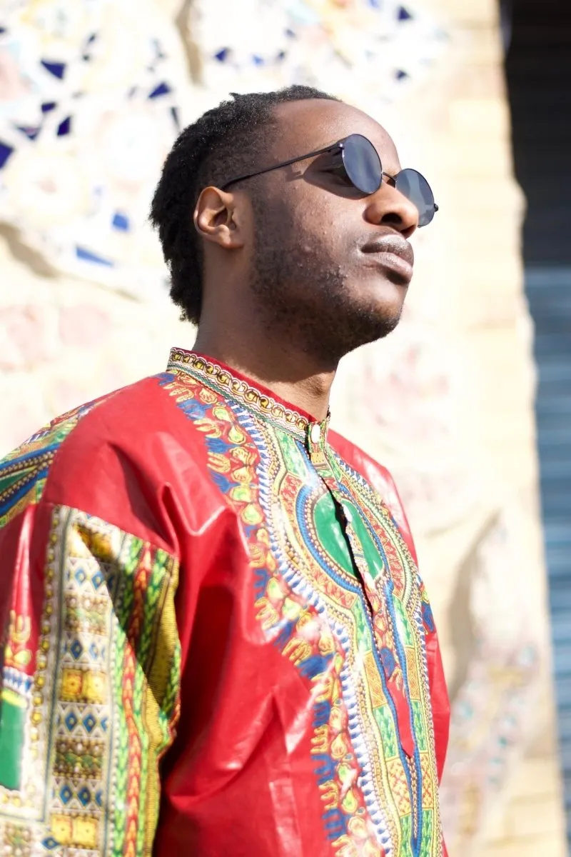 African Dashiki Suit in Red African Print - Festival Clothing