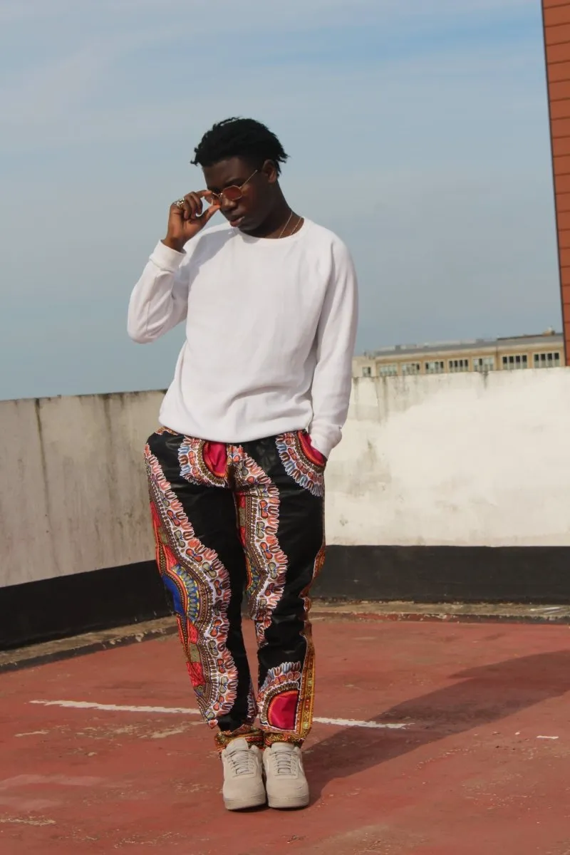 African Trousers/Pants in Black Dashiki