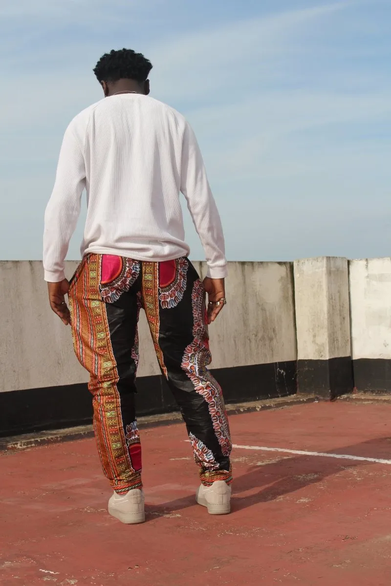 African Trousers/Pants in Black Dashiki