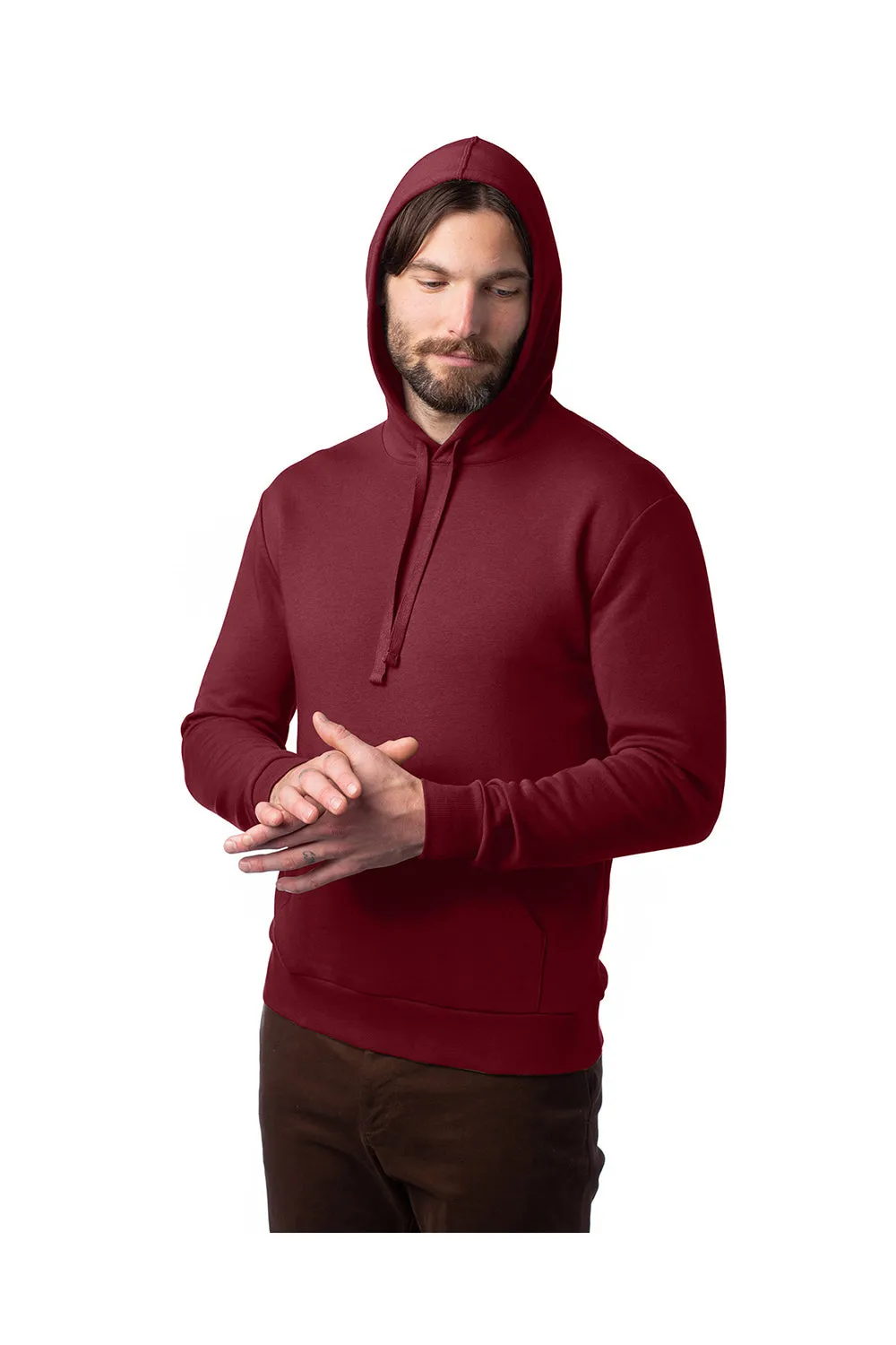 Alternative Mens Eco Cozy Fleece Hooded Sweatshirt Hoodie w/ Pouch Pocket - Currant