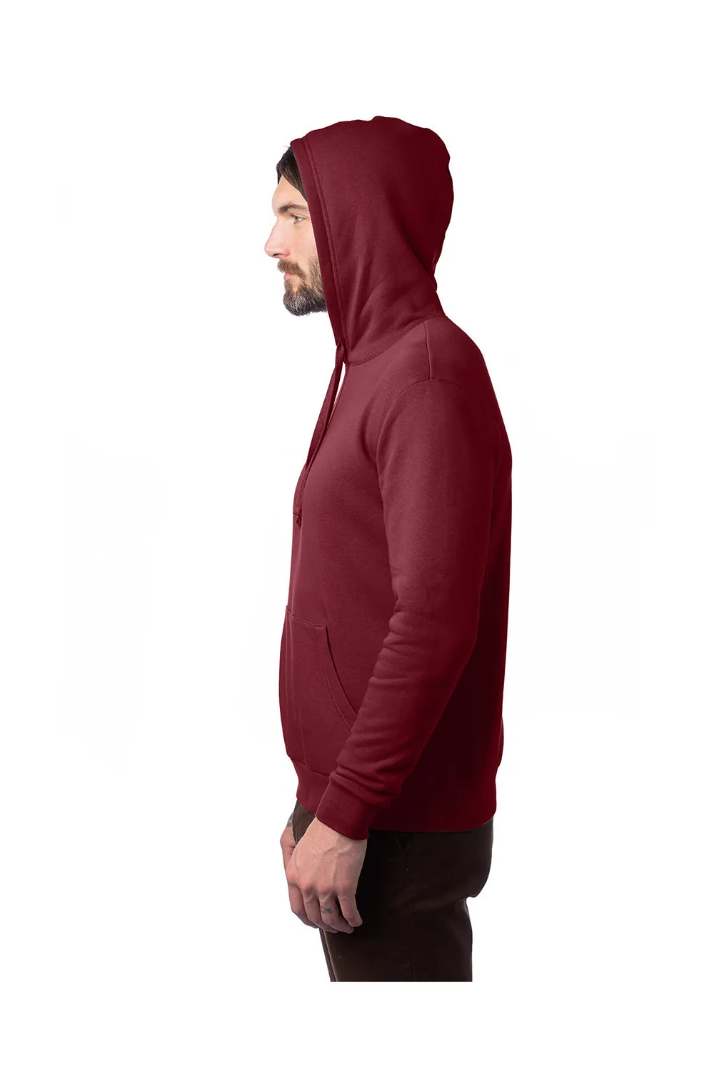 Alternative Mens Eco Cozy Fleece Hooded Sweatshirt Hoodie w/ Pouch Pocket - Currant