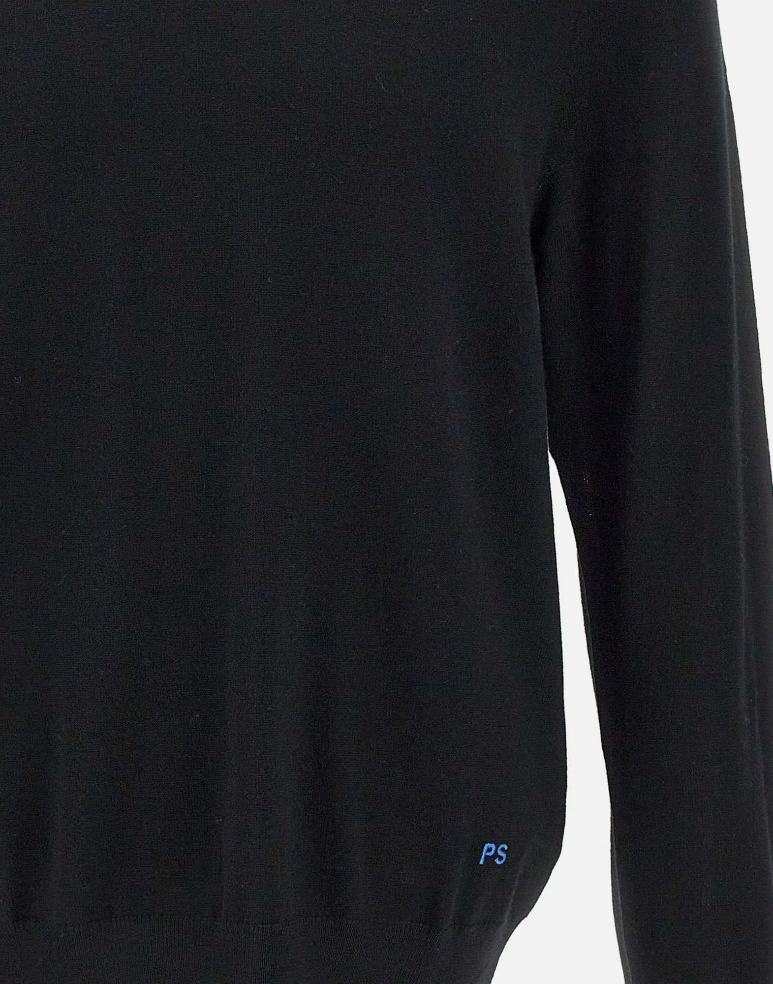 Black Wool Pullover with Blue Piping