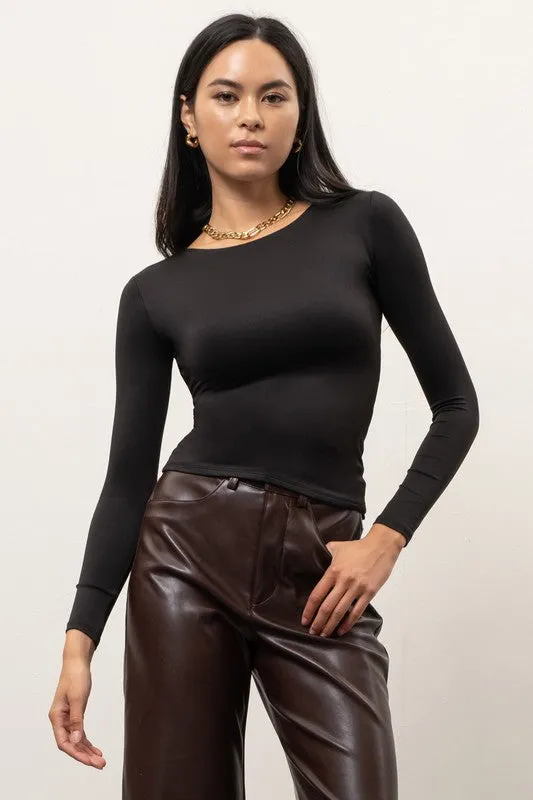 Blackout Round Neck Long Sleeve Top