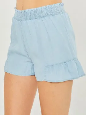 Blue Today and Tomorrow Ruffle High Waist Shorts