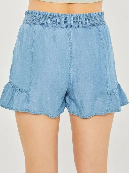 Blue Today and Tomorrow Ruffle High Waist Shorts