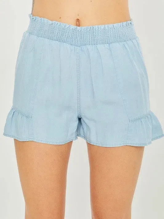 Blue Today and Tomorrow Ruffle High Waist Shorts