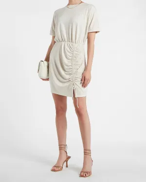 Cinched Tie T-Shirt Dress in Oatmeal Heather