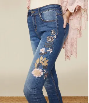 Coco & Carmen floral embroidered jeans