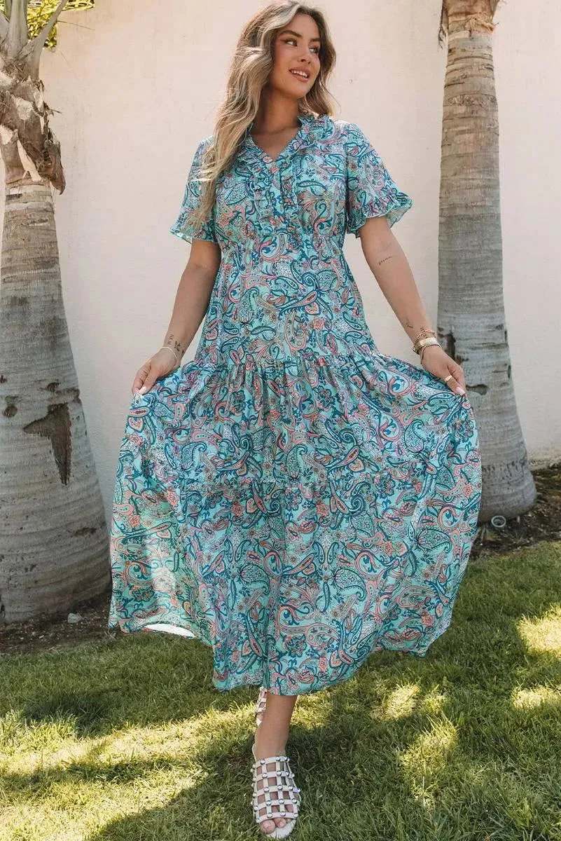 Comfy & Stylish Paisley Print Women's Maxi Dress - Shop Now