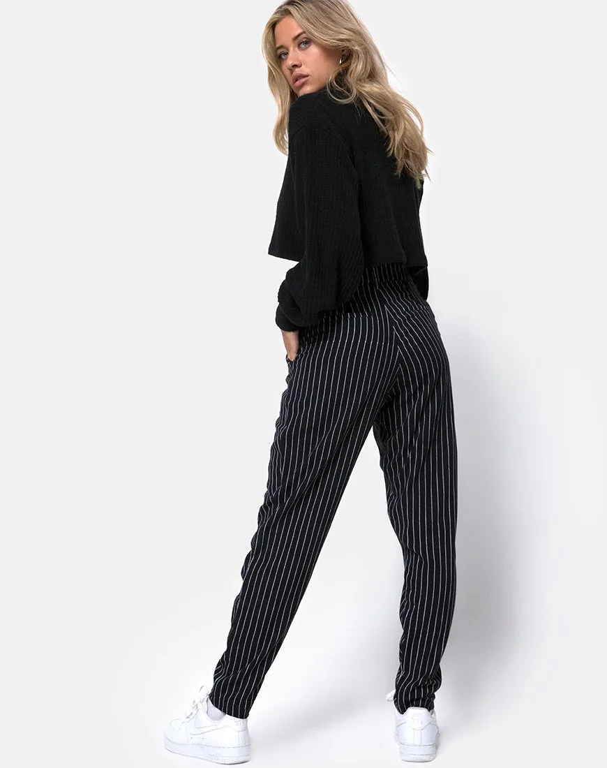 Dastan Trouser in Pinstripe Black