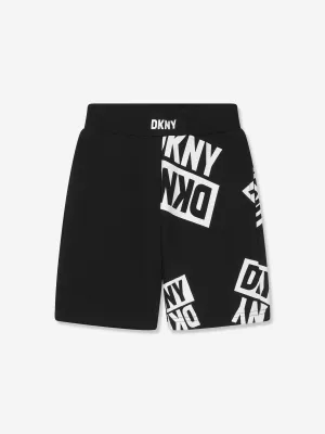 DKNY Boys Logo Print Bermuda Shorts in Black