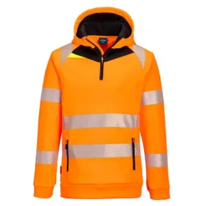 DX482 High Visibility Quarter Zip Hoody Top - Hi Vis Zipped Hoodie