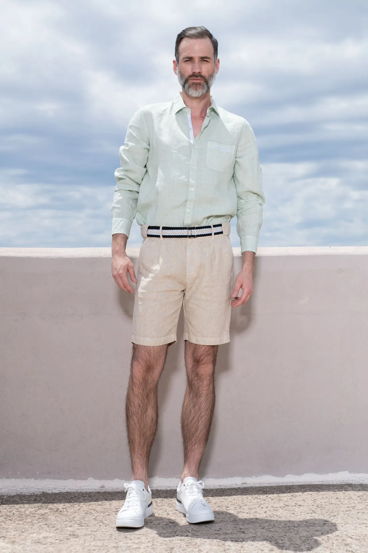 Erasmos Linen Bermuda Shorts