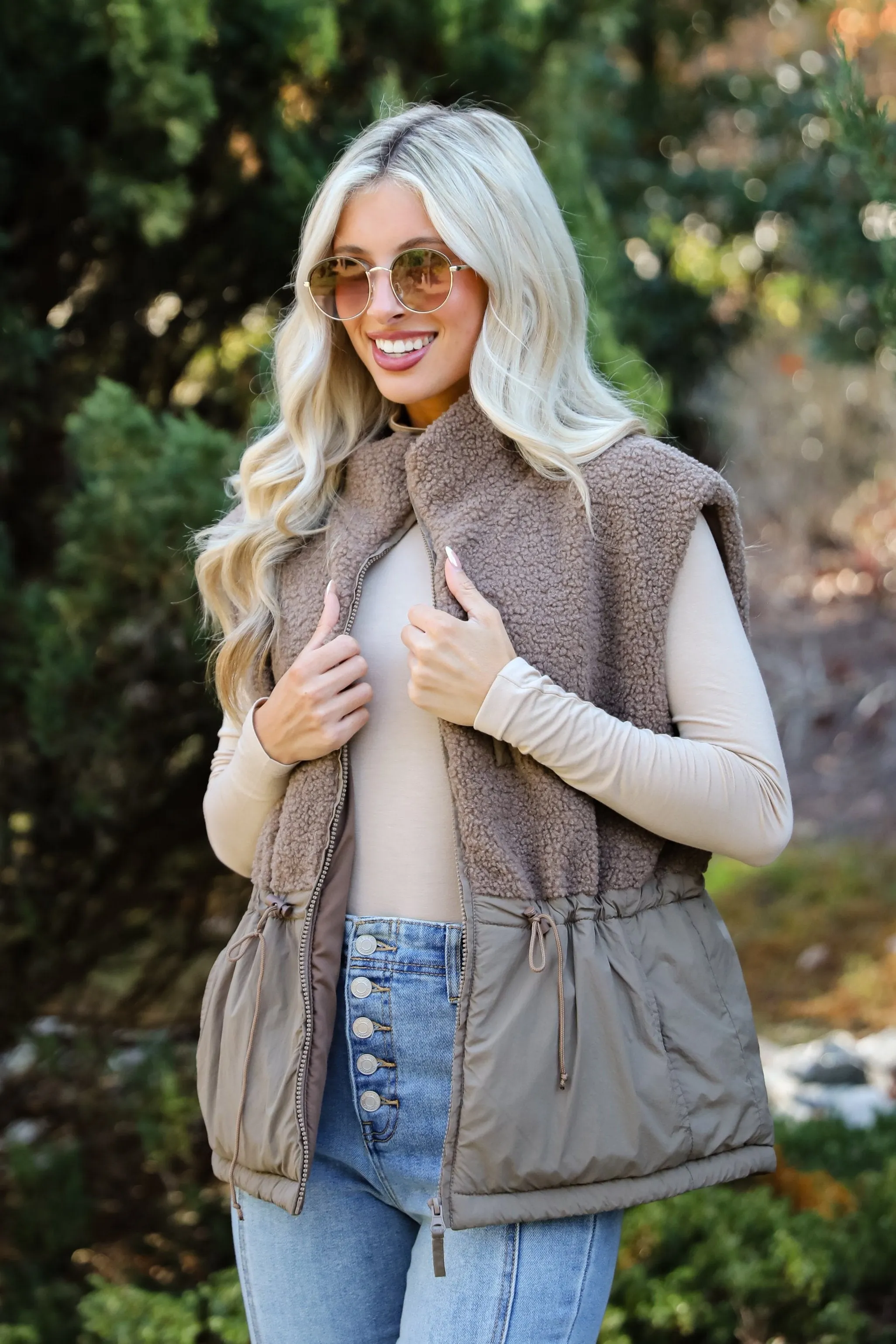 FINAL SALE - Warm Aesthetic Mocha Sherpa Vest