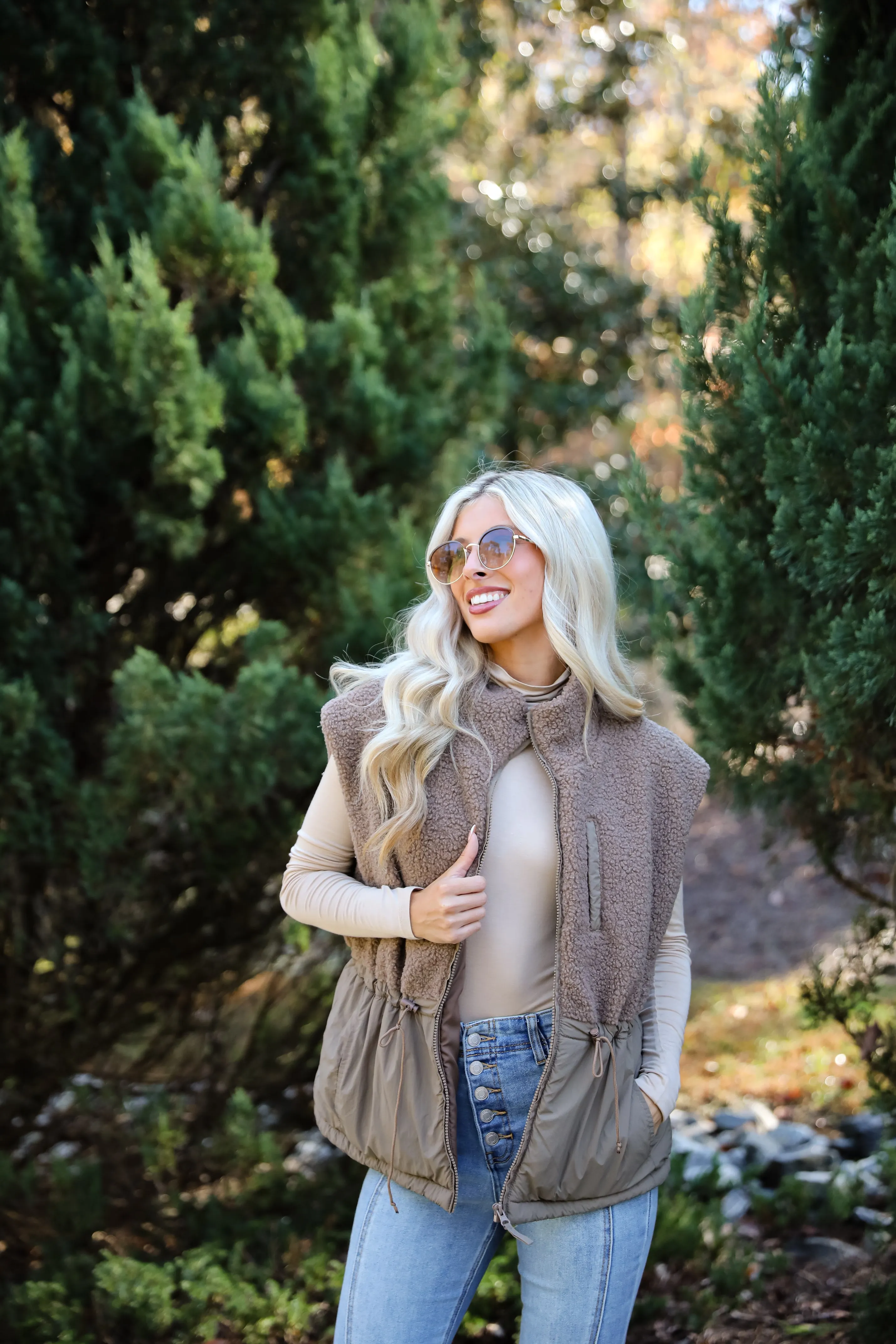 FINAL SALE - Warm Aesthetic Mocha Sherpa Vest