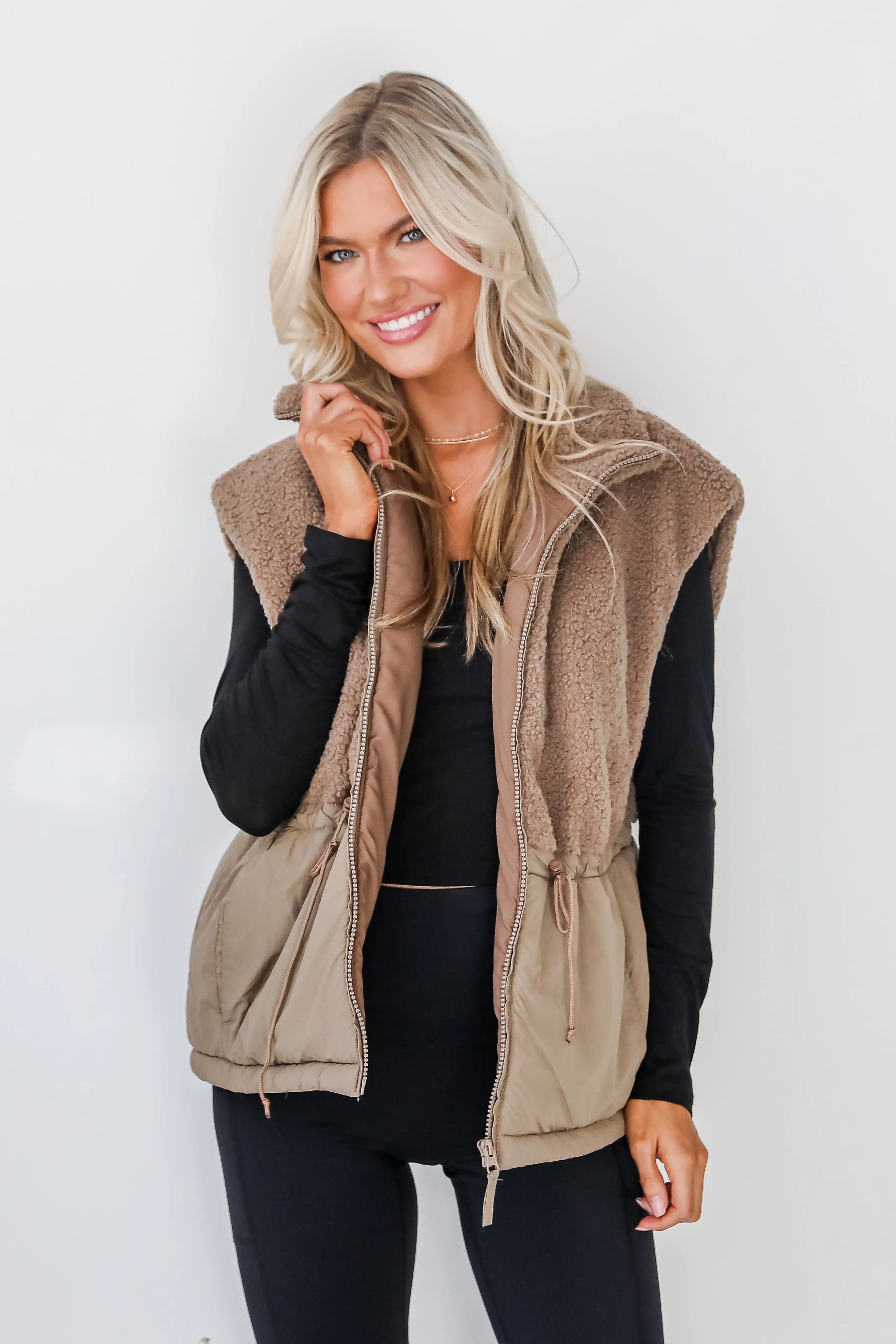 FINAL SALE - Warm Aesthetic Mocha Sherpa Vest