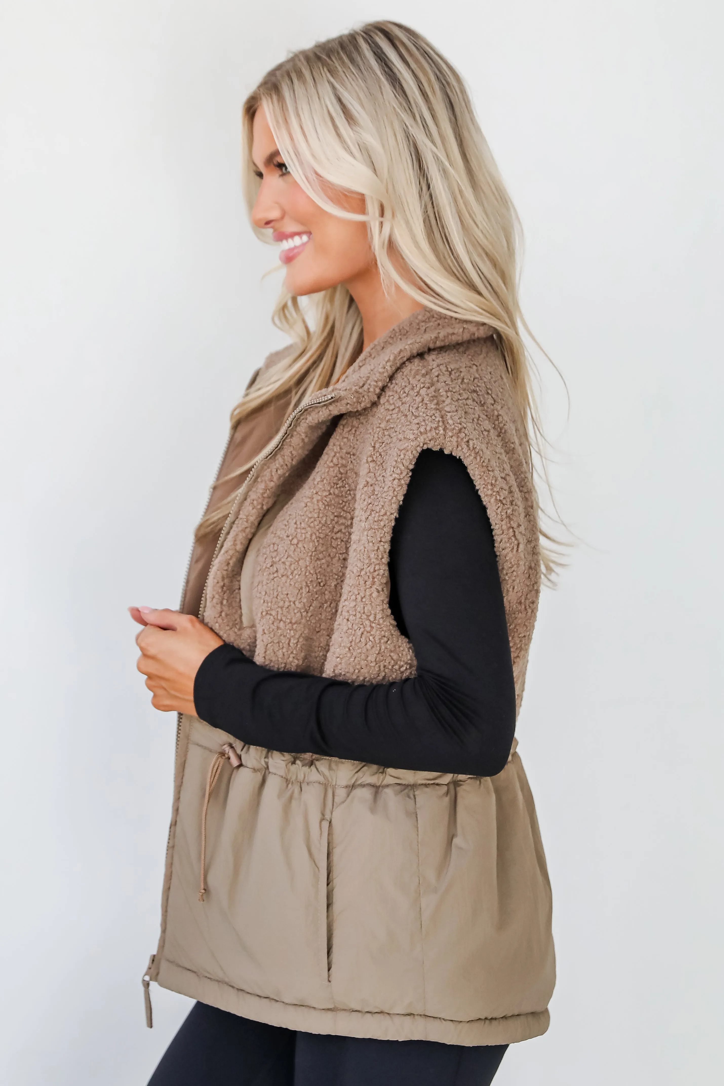 FINAL SALE - Warm Aesthetic Mocha Sherpa Vest