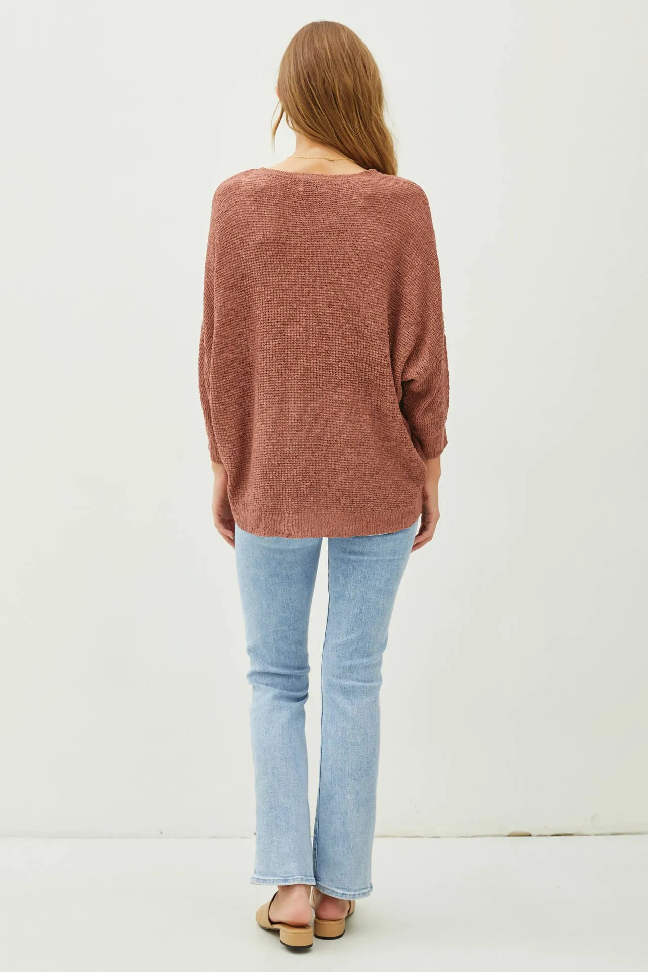 FRONT POCKET DOLMAN LONG SLEEVE KNIT SWEATER