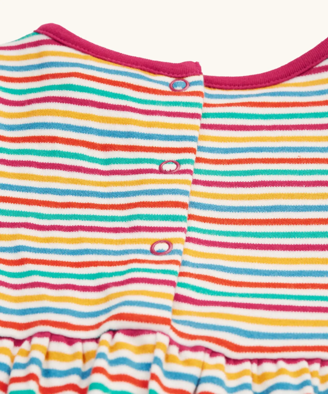 Frugi Dolcie Dress - Lingonberry Multi-Stripe