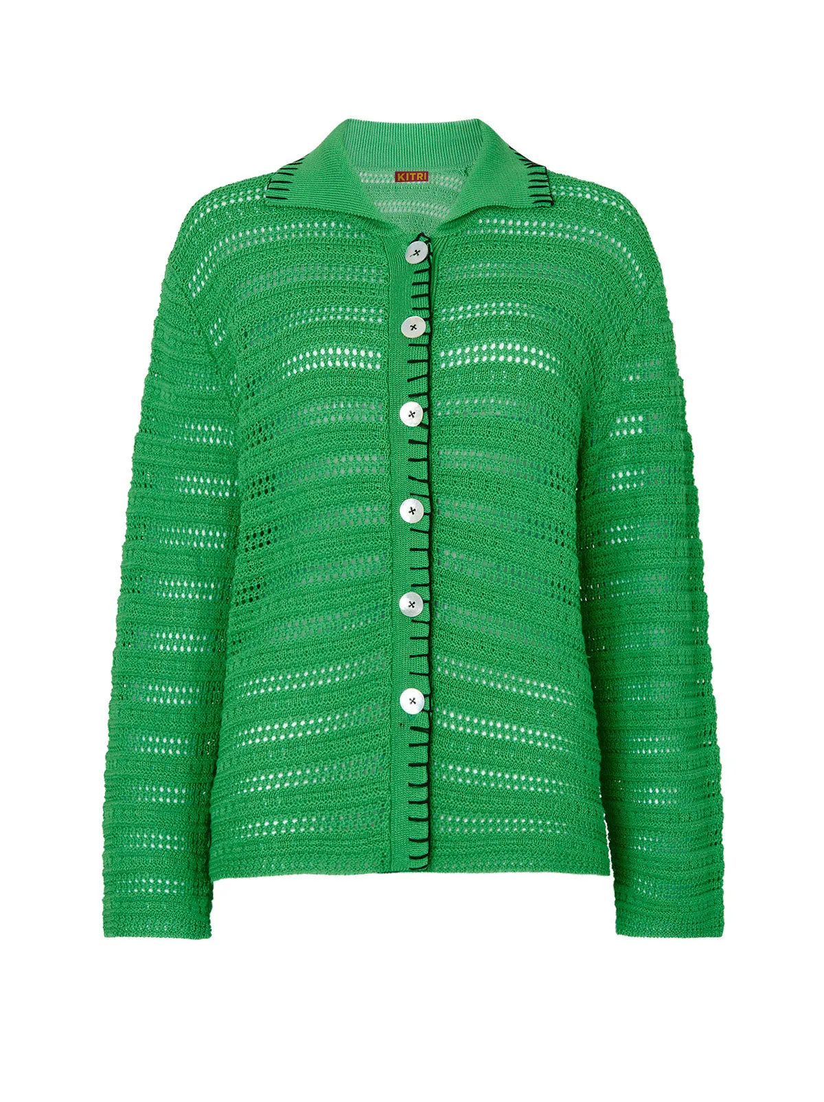 Gaia Green Crochet Knit Cardigan