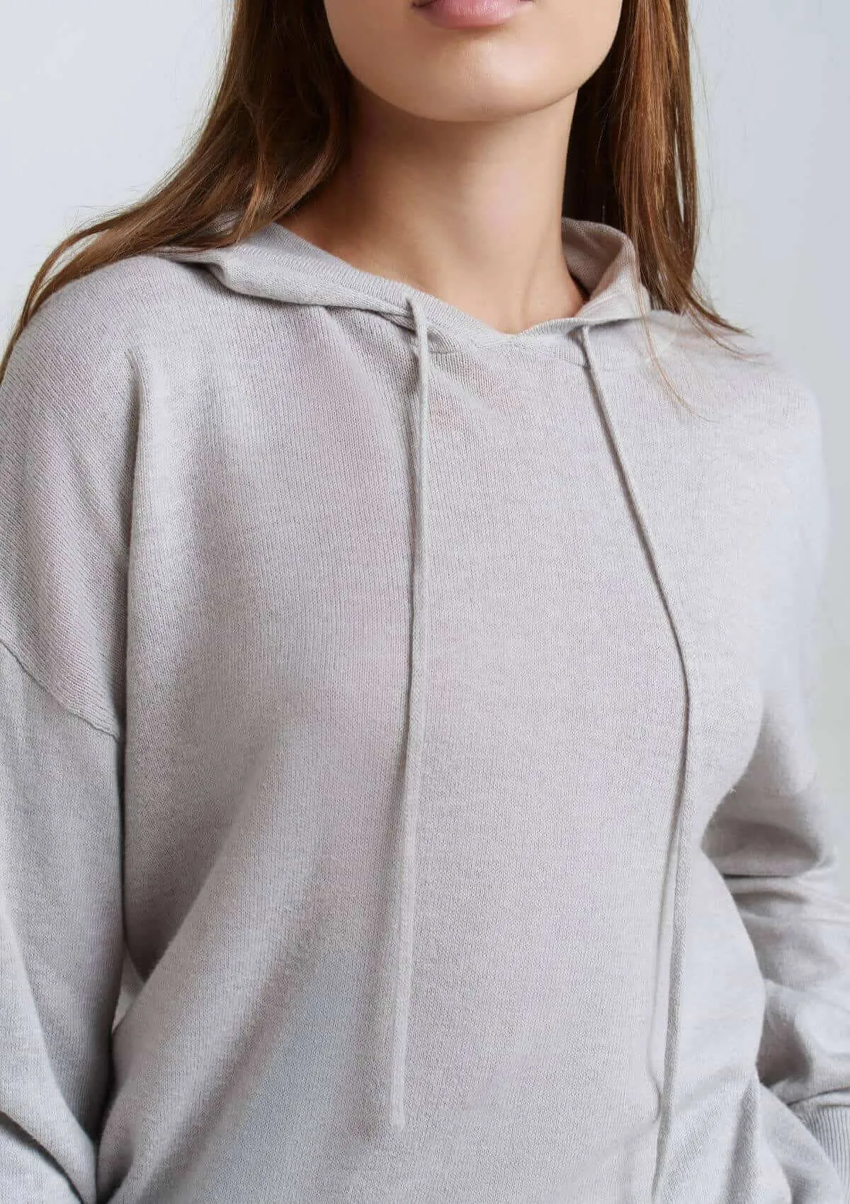 GREY CASHMERE BLEND HOODED SWEATSHIRT