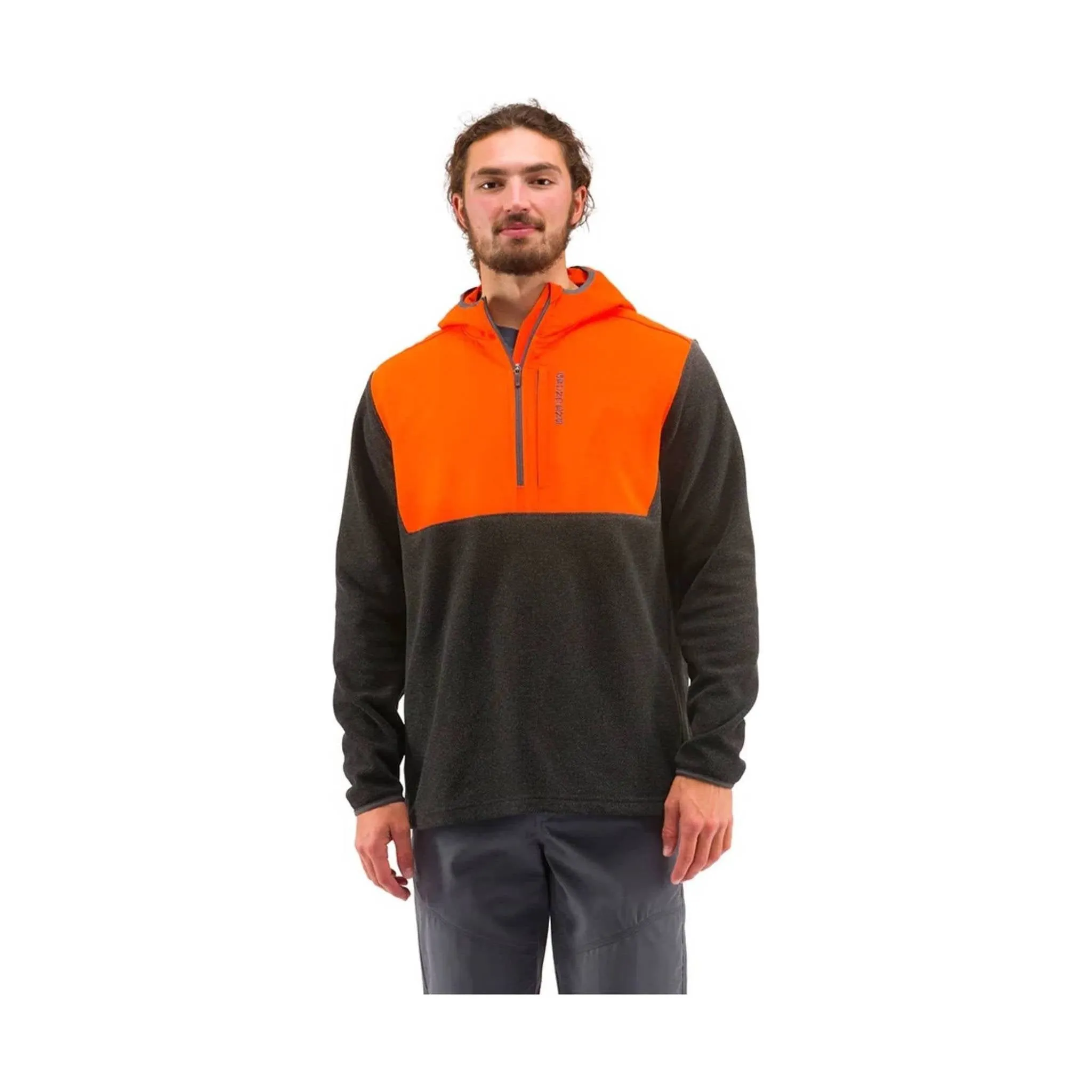 Grundens Men's Bering Pro Quarter Zip Hoodie - Red Orange