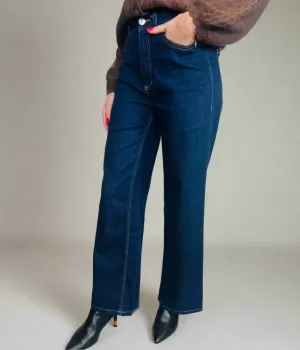 Indigo Denim Wide Leg Jeans