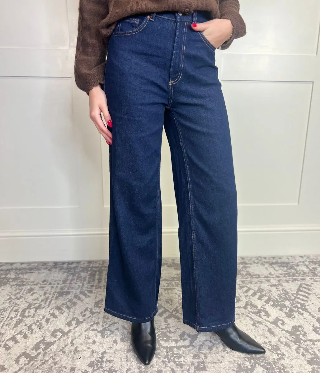 Indigo Denim Wide Leg Jeans