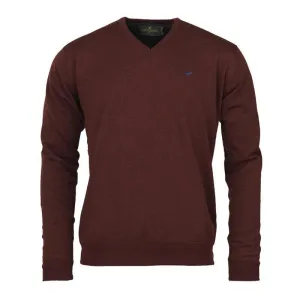 Laksen Grantham Windstopper V-Neck Merino Mens Jumper - Burgundy