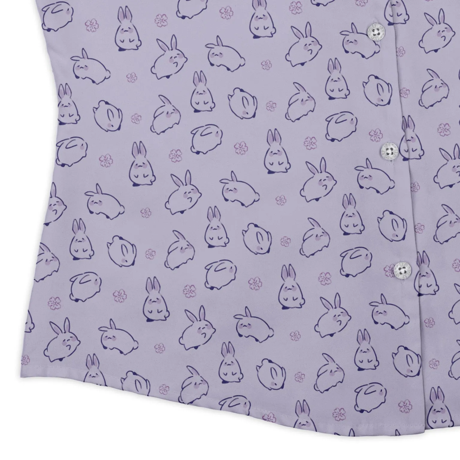 Lilac Anime Bunnies Curvy Button Up Shirt