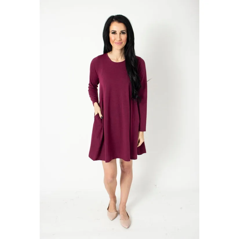 Long Sleeve Pocket Swing Dress