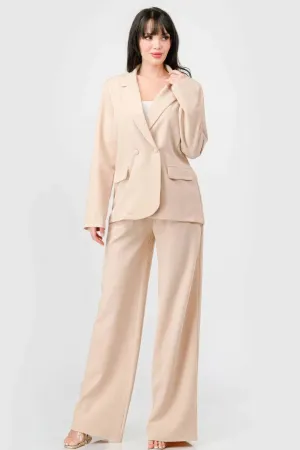 Luxe Comfort Stretch Blazer & Wide Leg Pants Set - Loose Fit