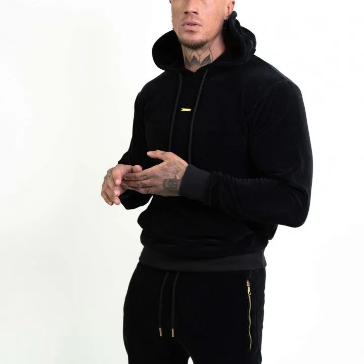 Men's Black Velour Hoodie