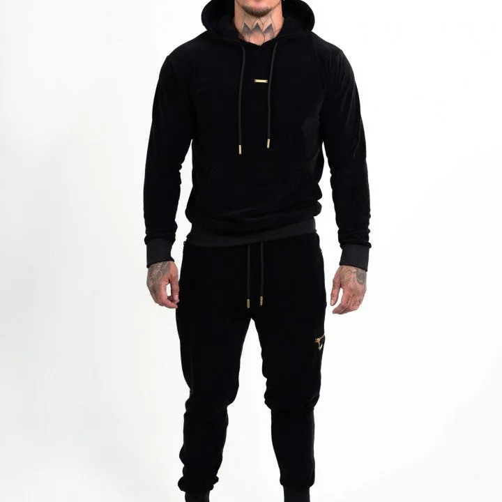 Men's Black Velour Hoodie