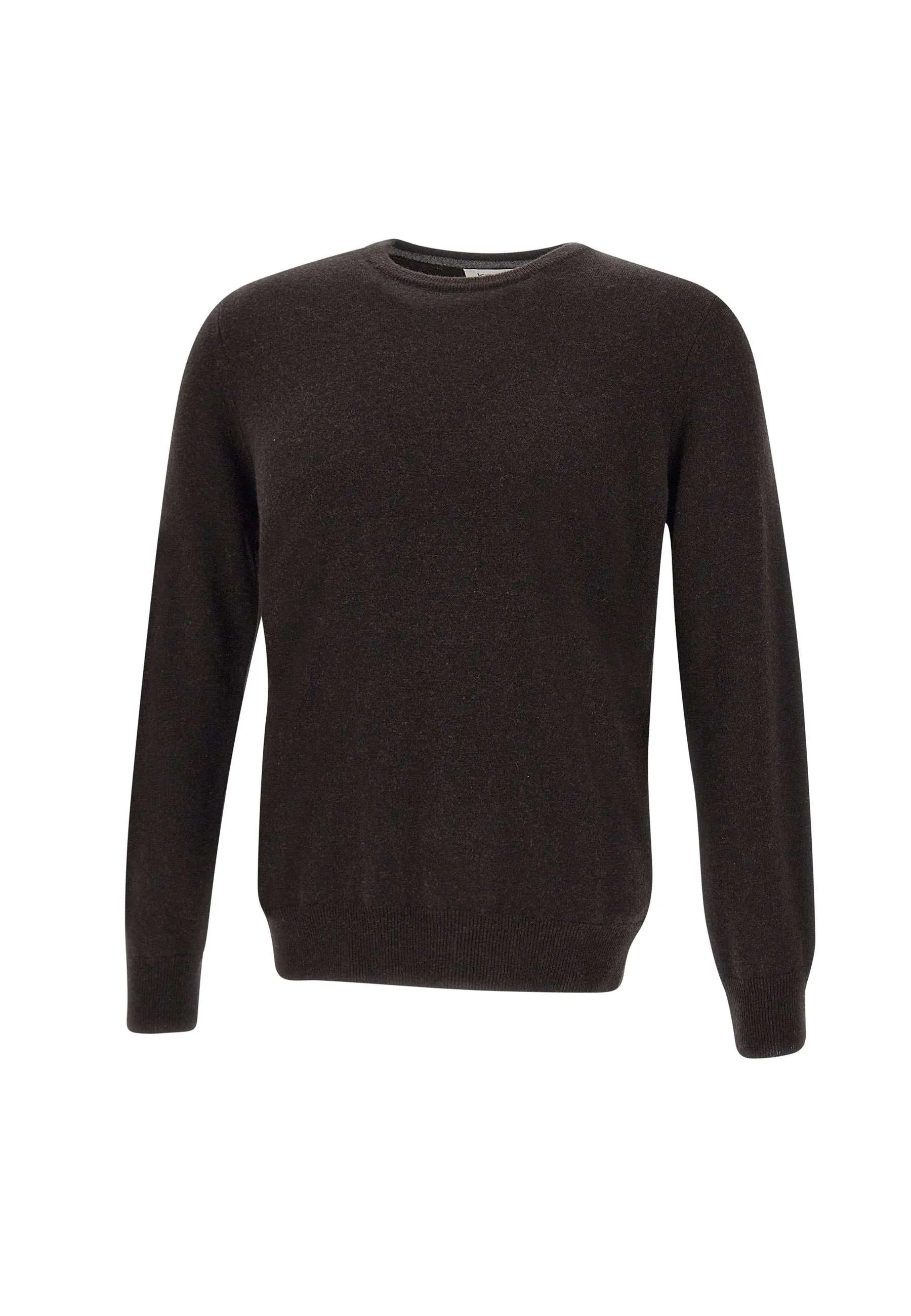 Men's Dark Brown Cashmere and Wool Sweater