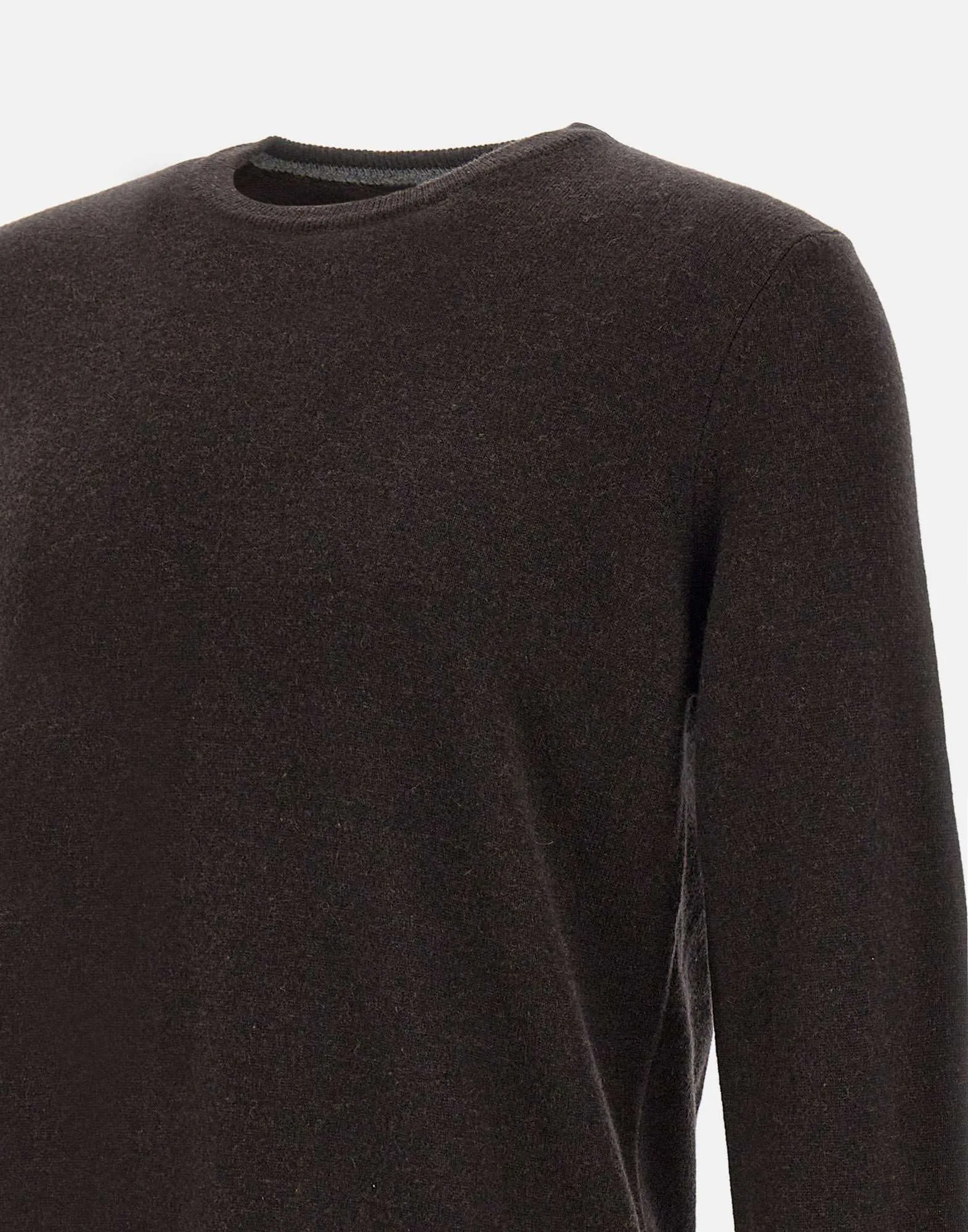 Men's Dark Brown Cashmere and Wool Sweater