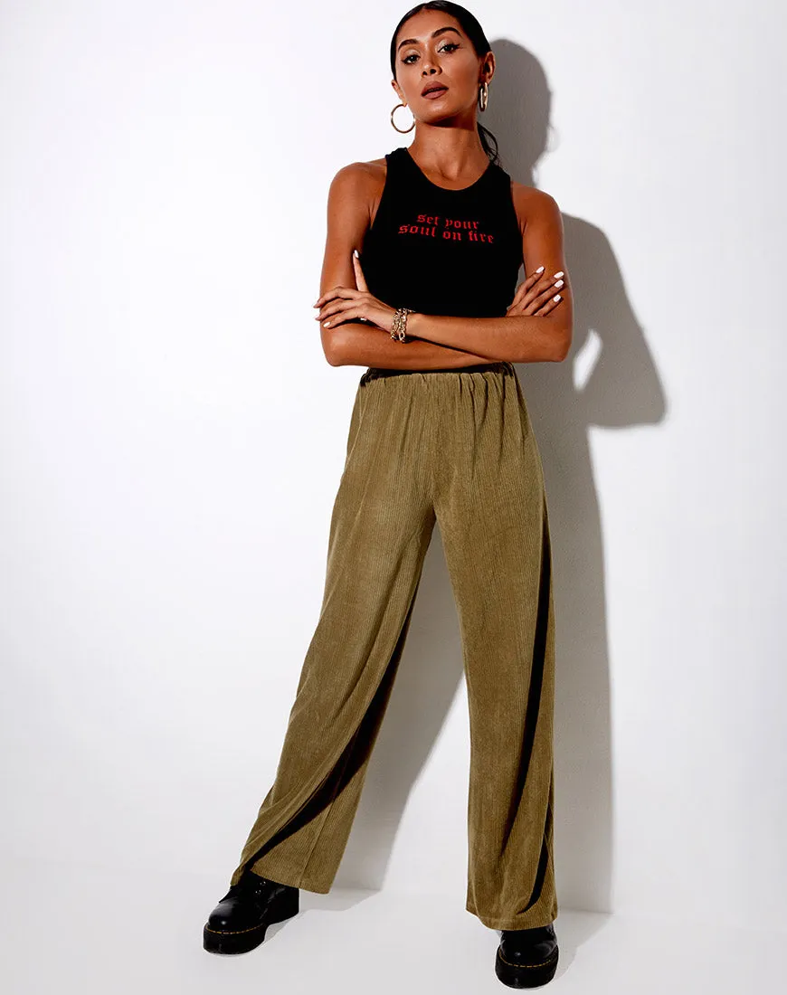 Obeli Trouser in Velvet Rib Khaki