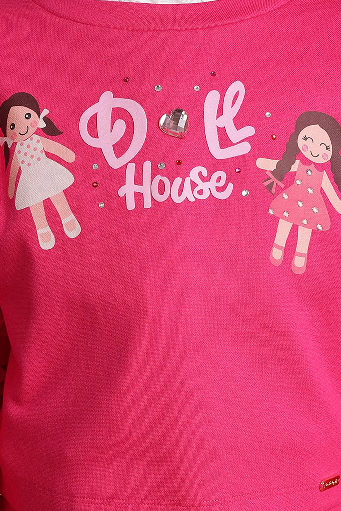 One Friday Girls Pink Doll House Themed Sweatshirt