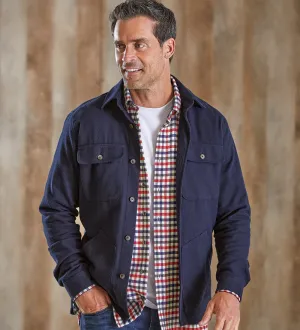 Patrick James Cotton Overshirt - Navy