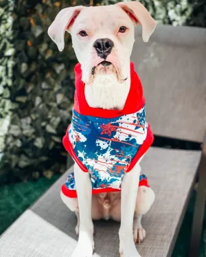 Patriotic Splash - PAWJama with Red Trim/Sleeves