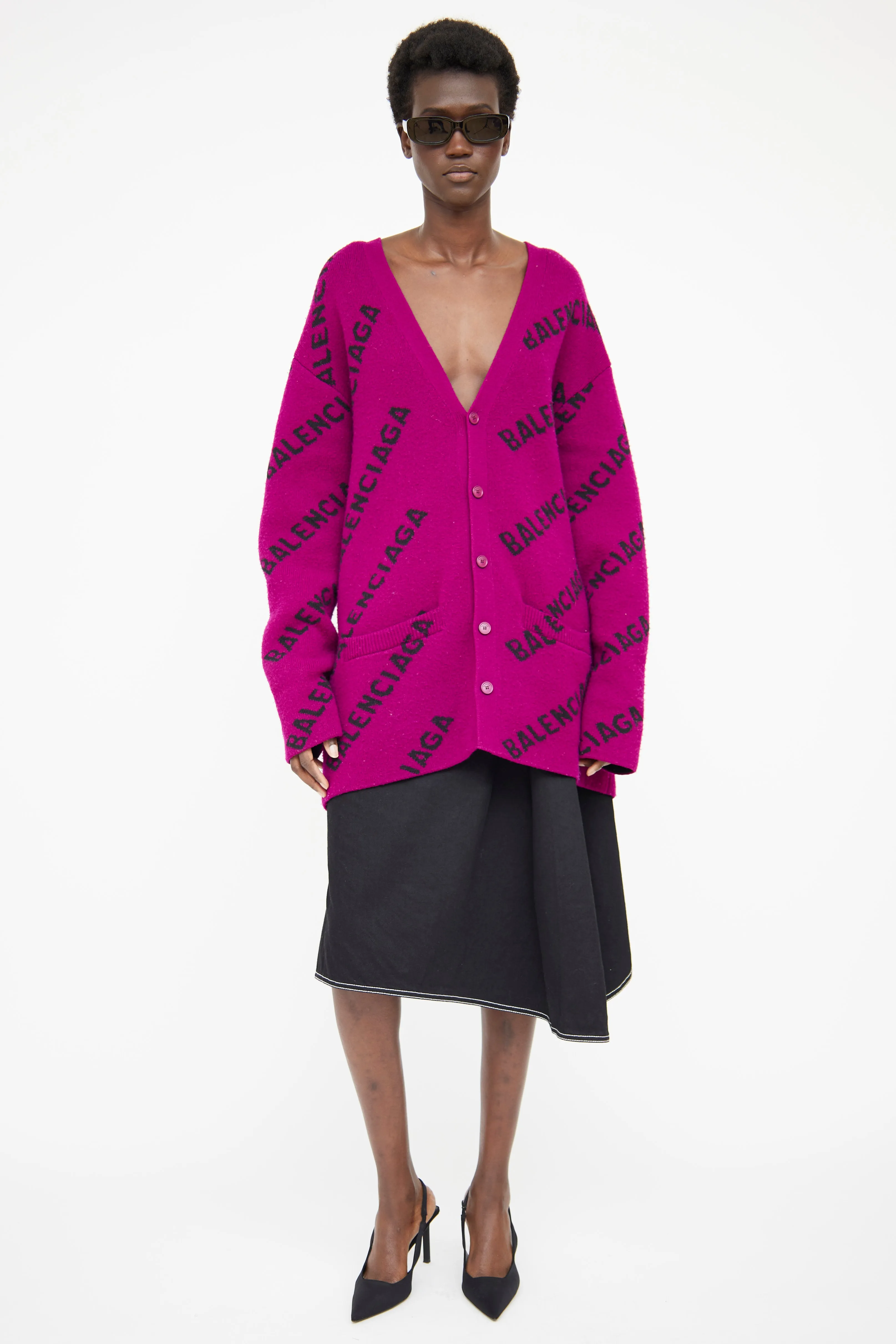 Purple Wool Logo Cardigan