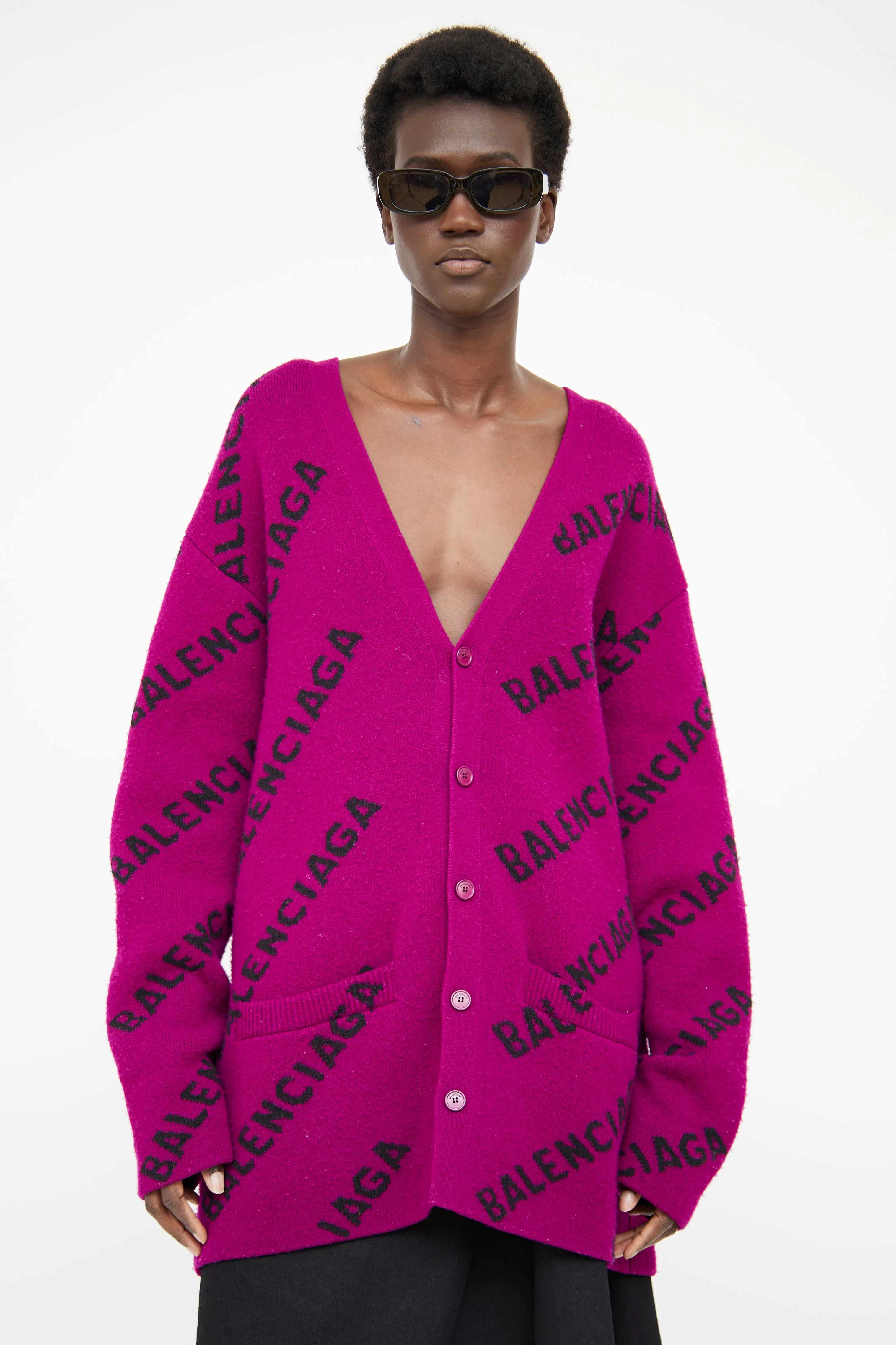 Purple Wool Logo Cardigan