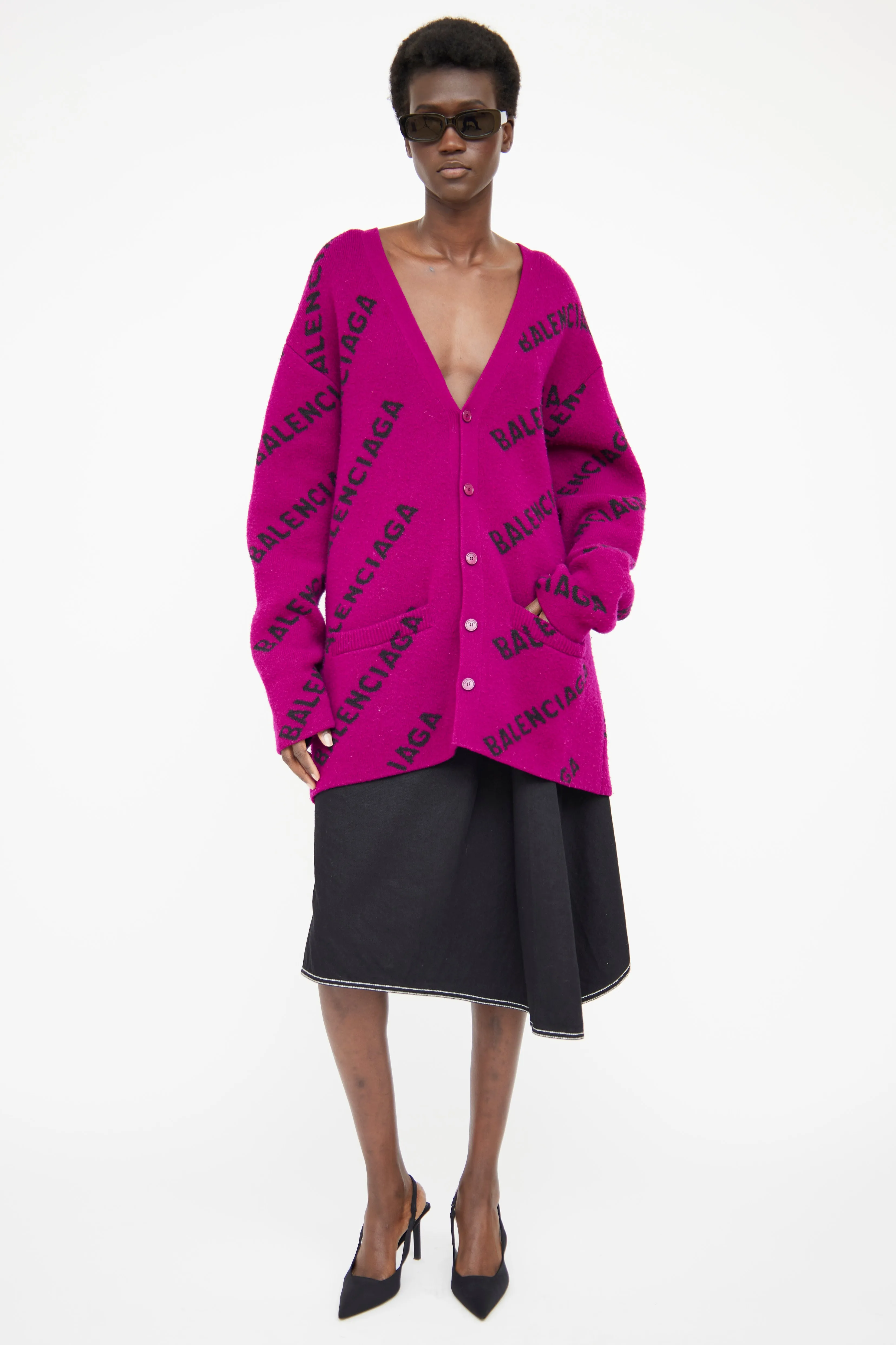 Purple Wool Logo Cardigan