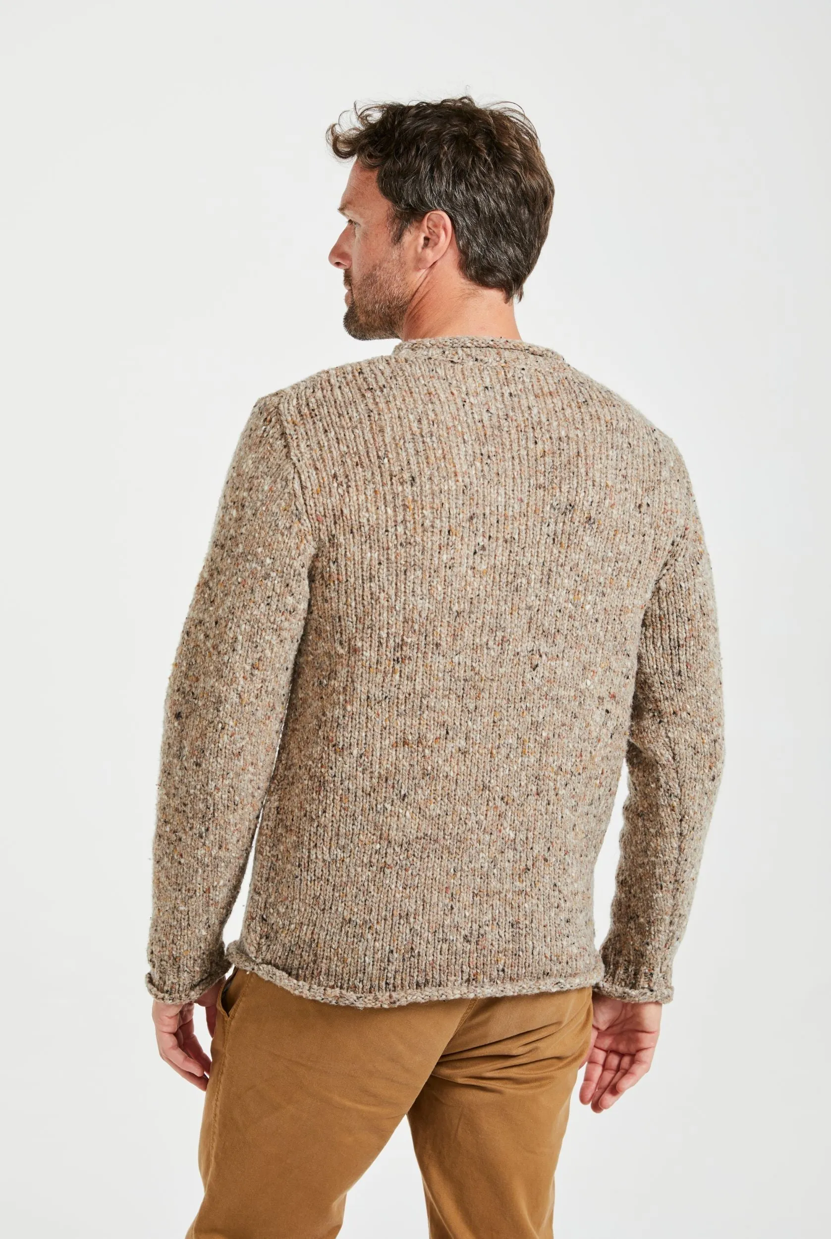 Raheen Tweed Roll Neck Mens Sweater | Oatmeal