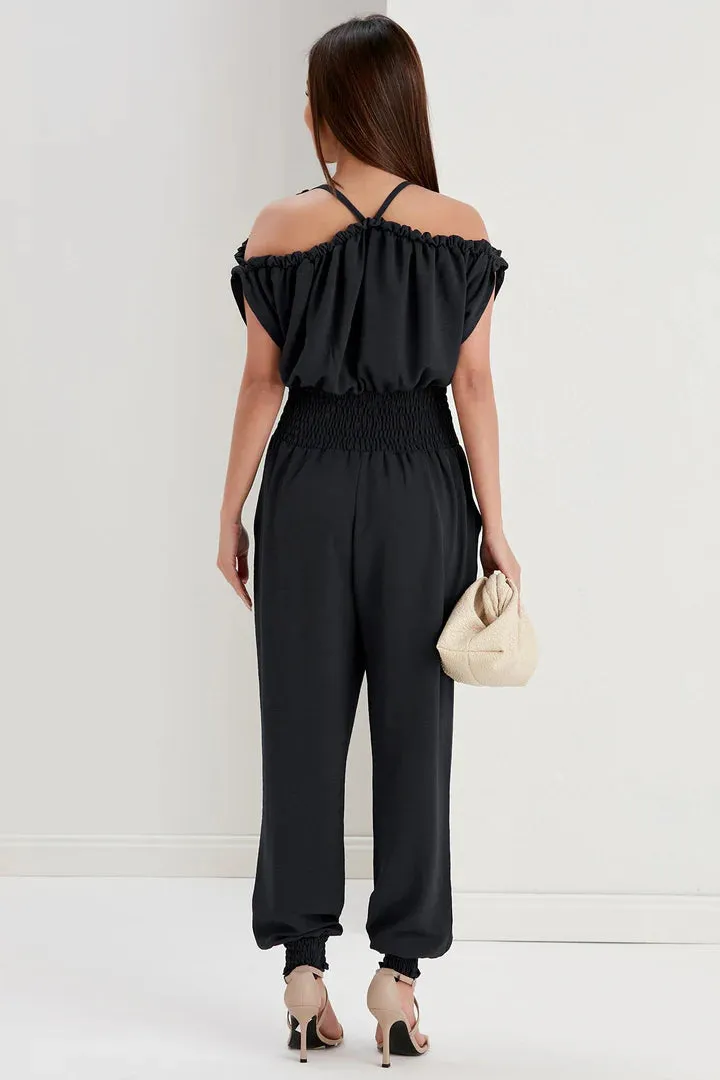 Shoulder Detail Jumpsuit - Black