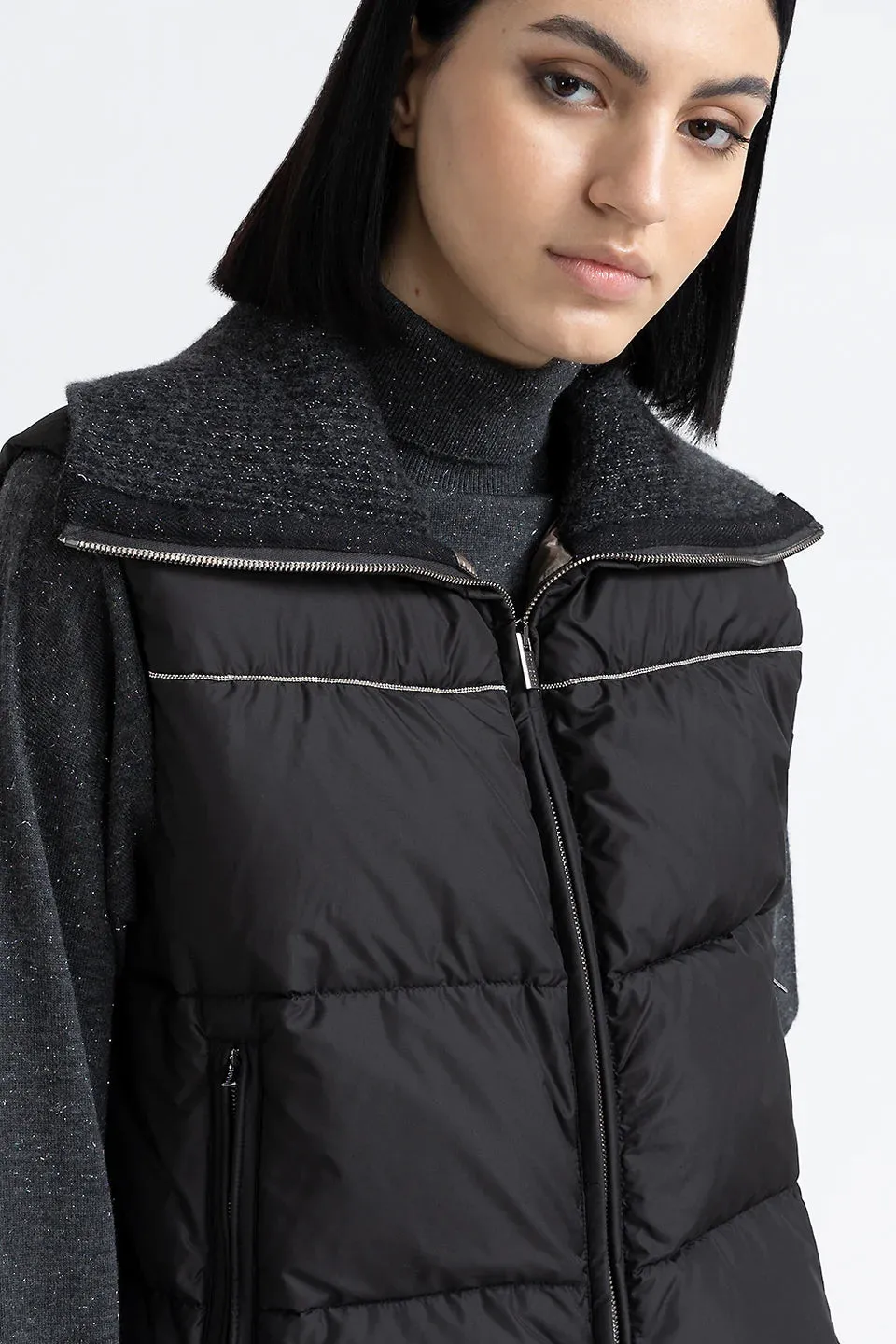 Sleeveless Goose Down Jacket - Graphite