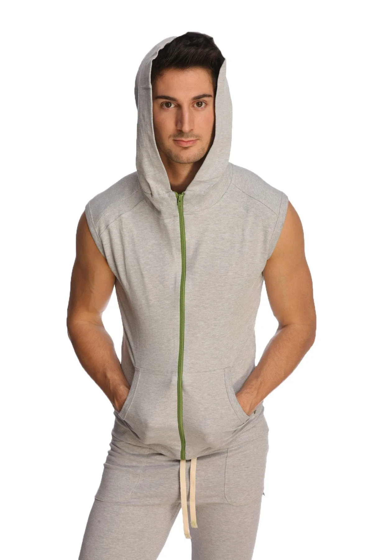 Sleeveless Yoga Hoodie (Heather Grey)